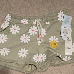 Daisy-Print Olive Green Women's Shorts